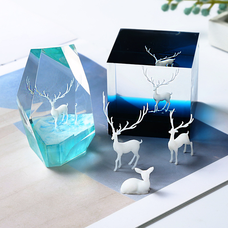 3D Forest Micro Landscape Accessories Crystal Drop DIY Filling Ornaments Elk Fairy Deer Model