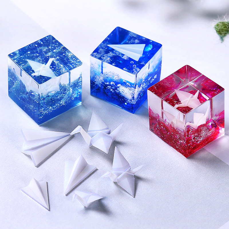 Crystal Drop DIY Star Landscape Sky Ocean Fill 3D Mini Paper Crane Paper Airplane Model