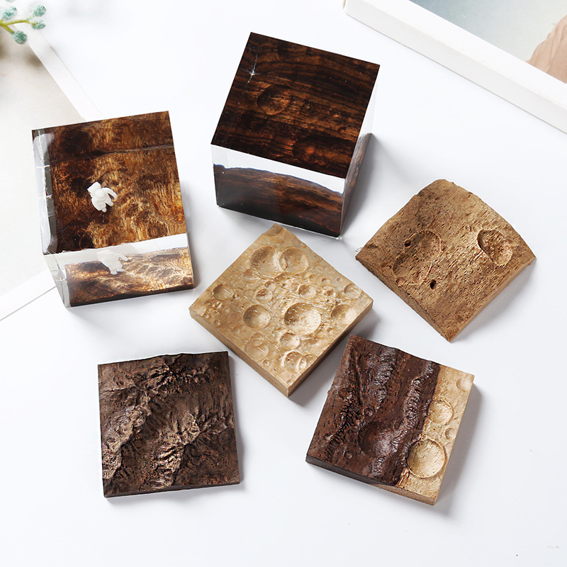 Sandalwood Block DIY Manual Space Simulation Solid Wood Mountain Body Mars Earth Moon Surface Wood 5cm