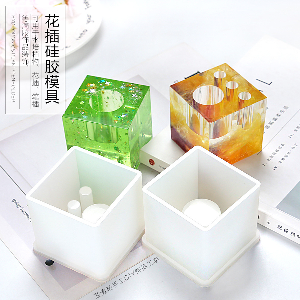 Aquatic Plant Glass Test Tube Planter Grinder Gypsum Concrete Crystal Drop Glue DIY Flower Plug Silicone Mold HC001
