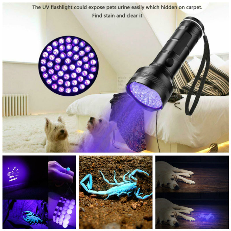 51Led Purple Flashlight Anti Counterfeiting Fluorescent Detection Ultraviolet Flashlight Black Detection Flashlight 6W