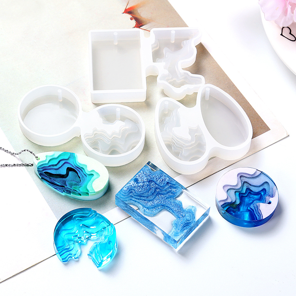 Round Water Drop Handmade DIY Crystal Glue Drop Creative Concrete Gypsum Ladder Field Island Pendant Silica Gel Mold Article number: JT001