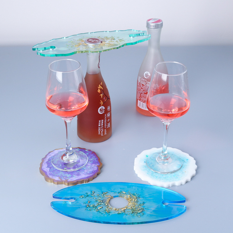 DIY Drop Mold 5 Groups of Coasters Red Wine Rack Suit Silicone Mold Handmade Mirror