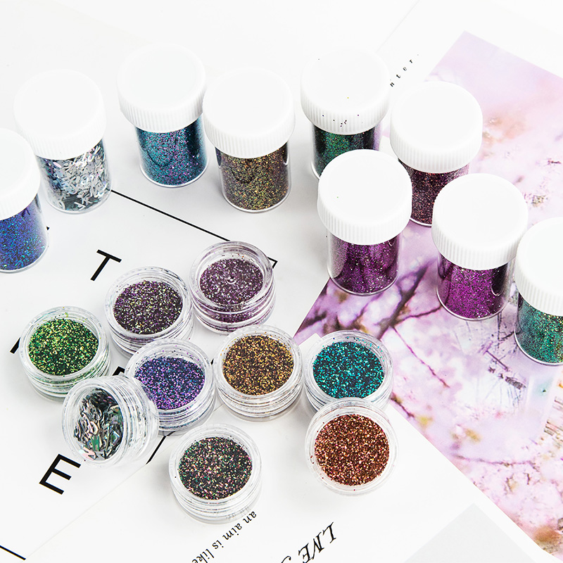 9 Color DIY Crystal Drop Glue Metal Chameleon Flash Powder Hexagonal Golden Onion Fine Powder Sequin Drop Glue Mixture