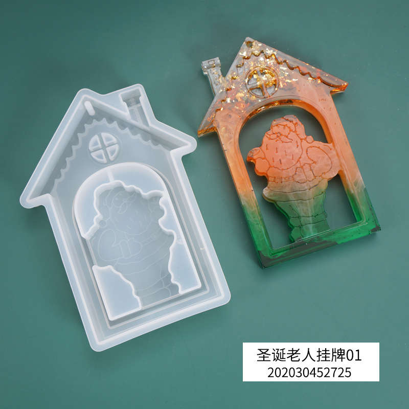 DIY Crystal Drop Mold Santa Claus Hanging Table Decoration Pendant Theme Silicone Mold