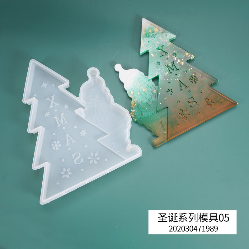 DIY Crystal Drop Mold Christmas Tree Santa Claus Hanging Ornament Decoration Theme Silicone Mold
