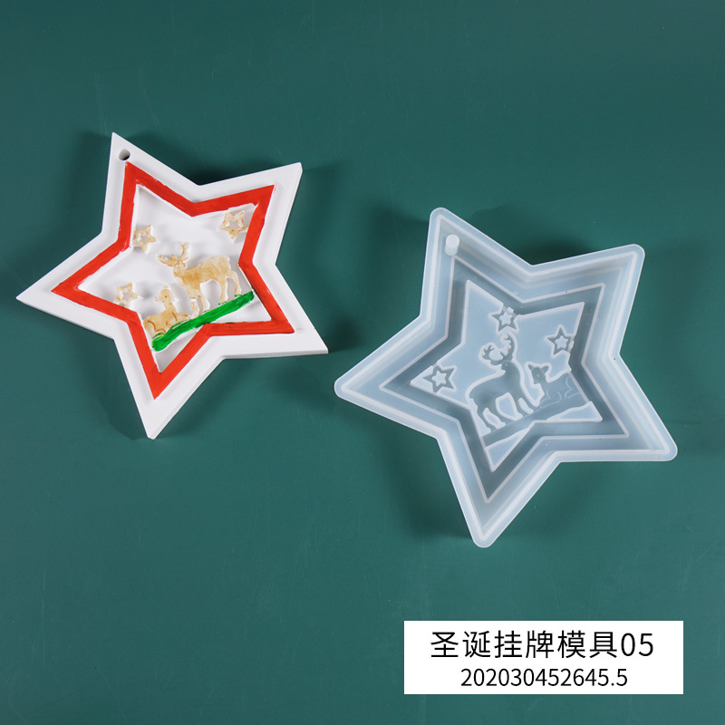 DIY Crystal Drop Mold Star Elk Christmas Theme Hanging Decoration Pendant Silicone Mold