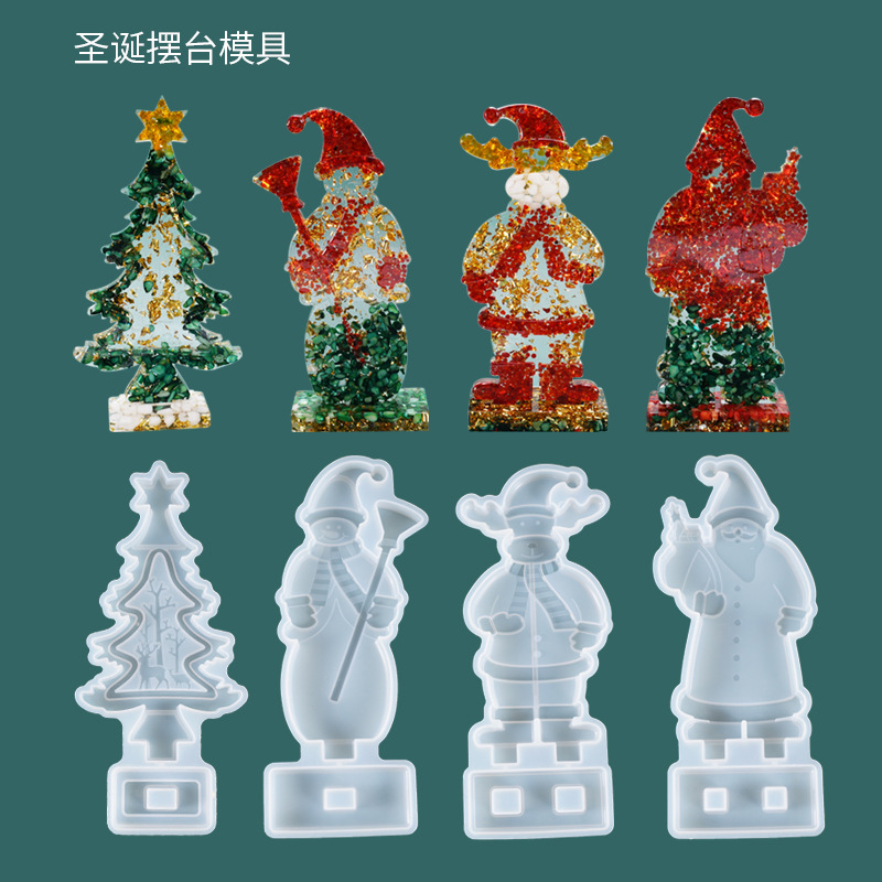DIY Crystal Drop Mold Christmas Table Christmas Tree Snowman Table Decoration Stereo Silicone Mold