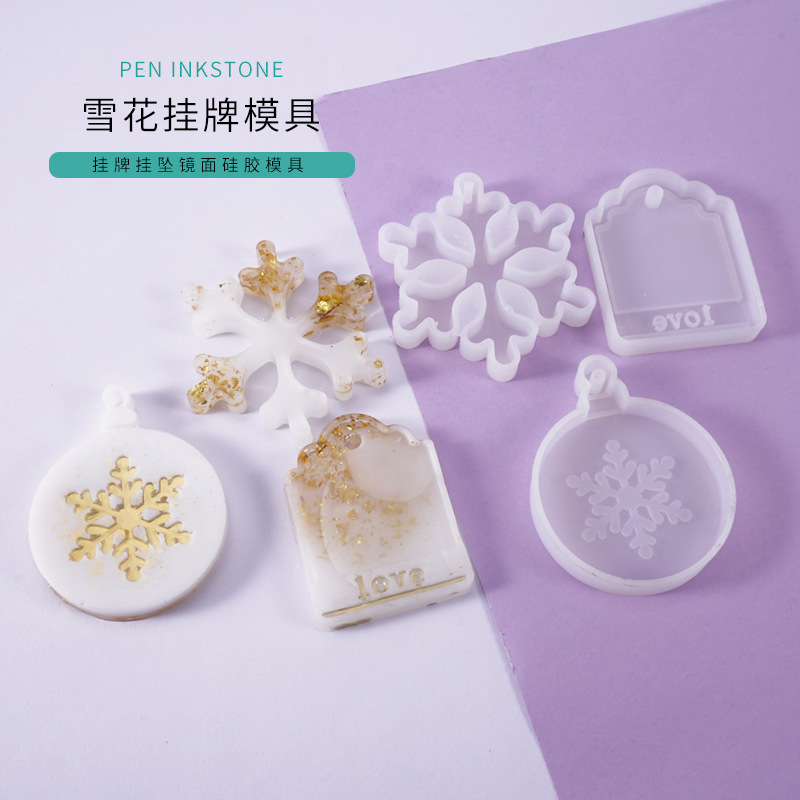 DIY Crystal Drop Mold Snowflake Christmas Round Snowflake Hanging Pendant Jewelry Silicone Mold
