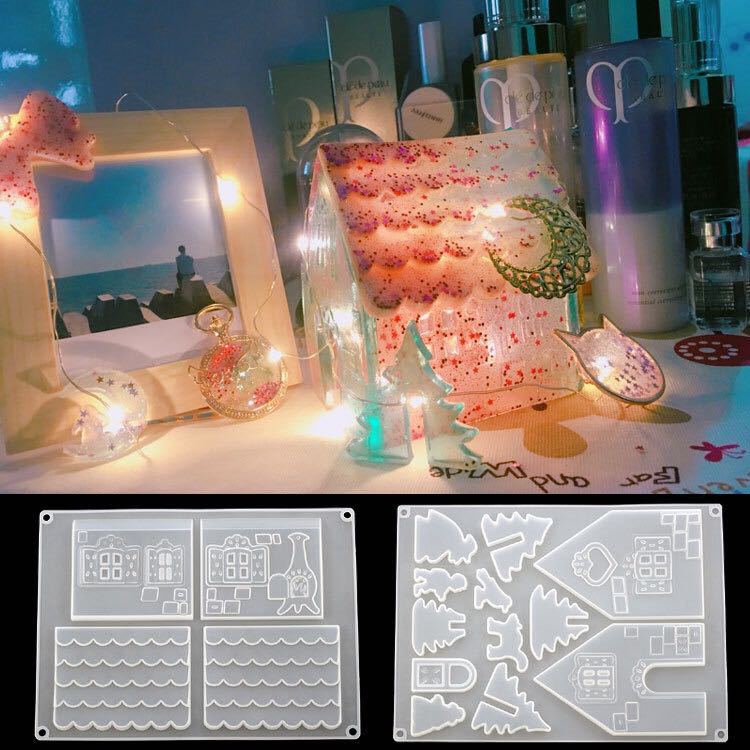 Christmas House Crystal Drop Gel Mold DIY Hand Made High Mirror Material
