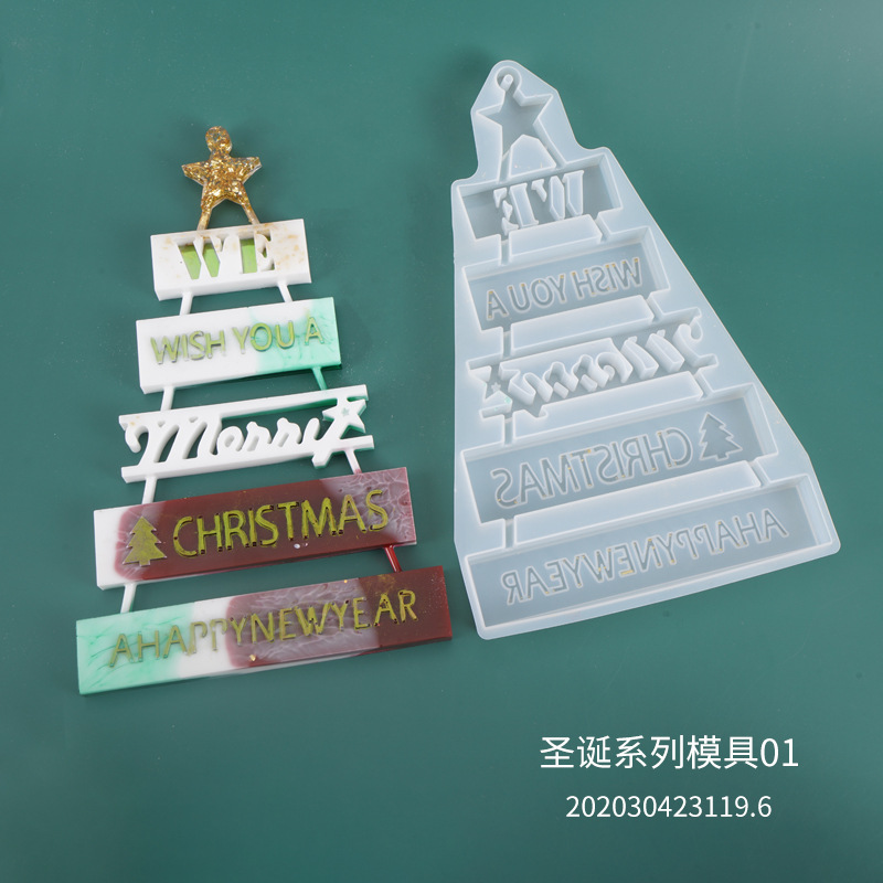 DIY Crystal Drop Mold Christmas Tree Hanging Decoration Christmas Material Ornament Christmas Silicone Mold