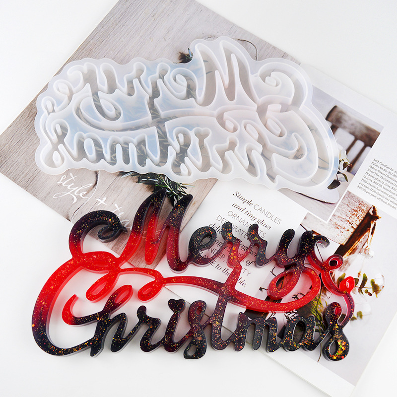 DIY Crystal Glue Mould 3D Three Dimensional Christmas Ornament Letter Halloween Silicone Mold Hanging Decoration