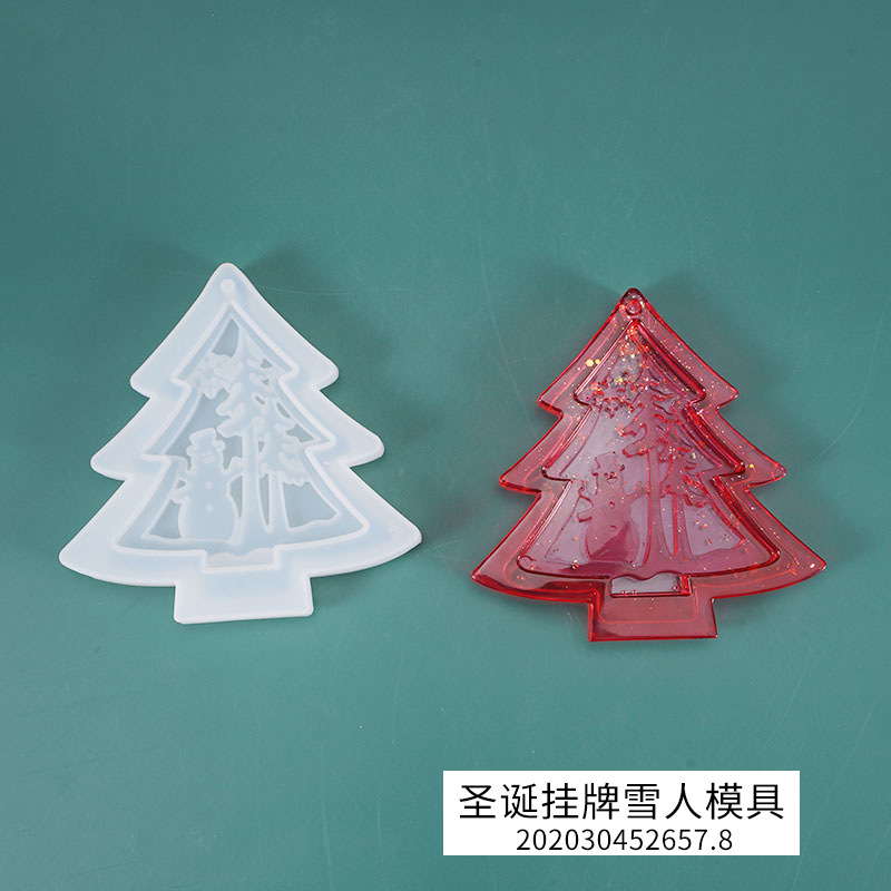 DIY Crystal Glue Mould Christmas Tree Snowman Hanging Out the Door Decoration Ornament Mirror Silica Gel Mold