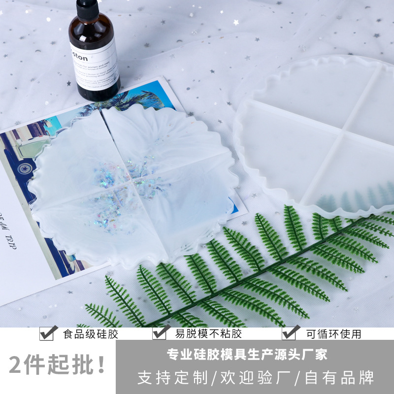 DIY Crystal Drop Mold Wave Cup Pad Mold Hand Mirror Resin Pendant Swing Table