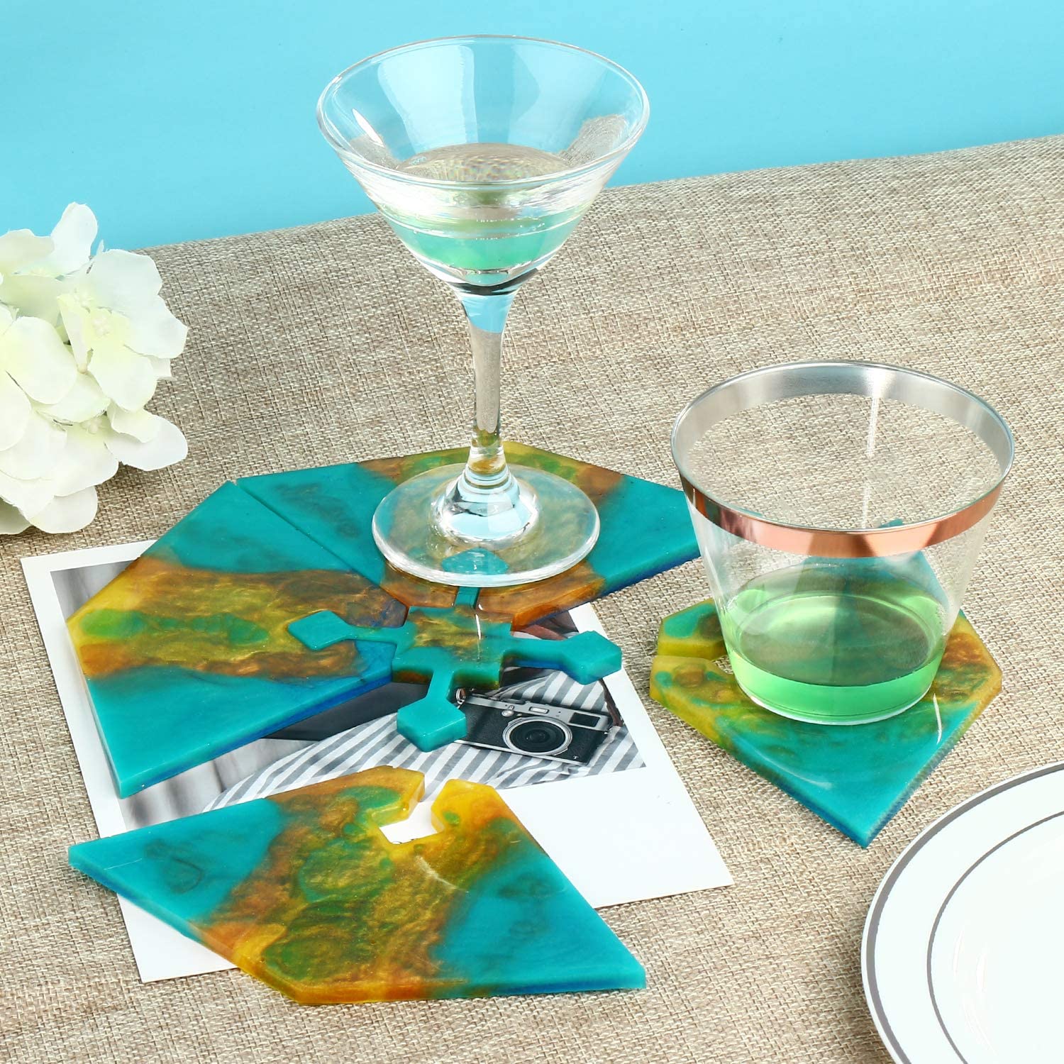 DIY Irregular Cup Pad Crystal Drop Mold Mirror Resin Pendant Silicone Mold