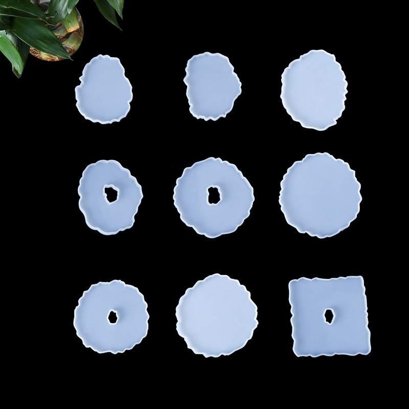 DIY Crystal Drop Glue 18 Irregular Mirror Table Silicone Mold Hand Mirror Pendant Cup Cushion Base