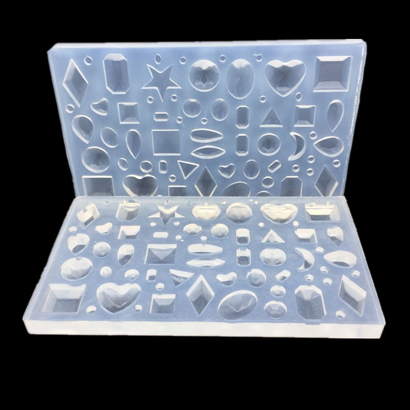DIY Mirror Jewelry Crystal Drop Gel Silicone Mold Love Geometry Moon Many Gemstone Pendant Mold Five Stars