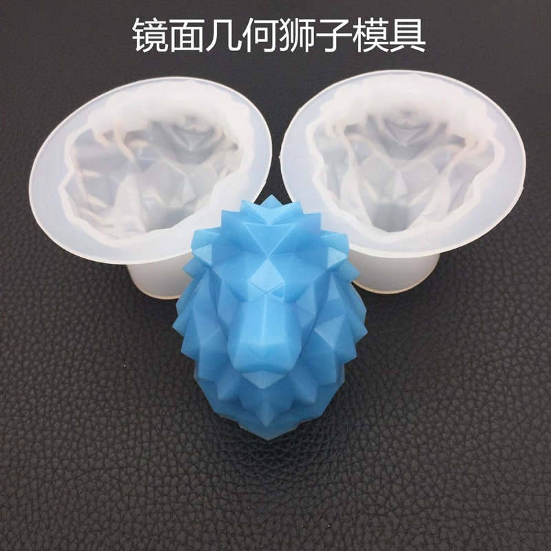 DIY Crystal Drop Glue Geometric Mirror Lion Mold Aromatherapy Gypsum Spreading Stone Ornament Table Hand Decoration Baking