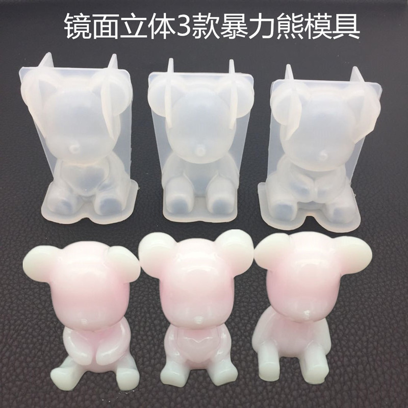 DIY Crystal Drop Glue Mirror Three Dimensional Violence Bear Straight Hand Holding Heart Bear Mold Aromatic Plaster Hand Ornament