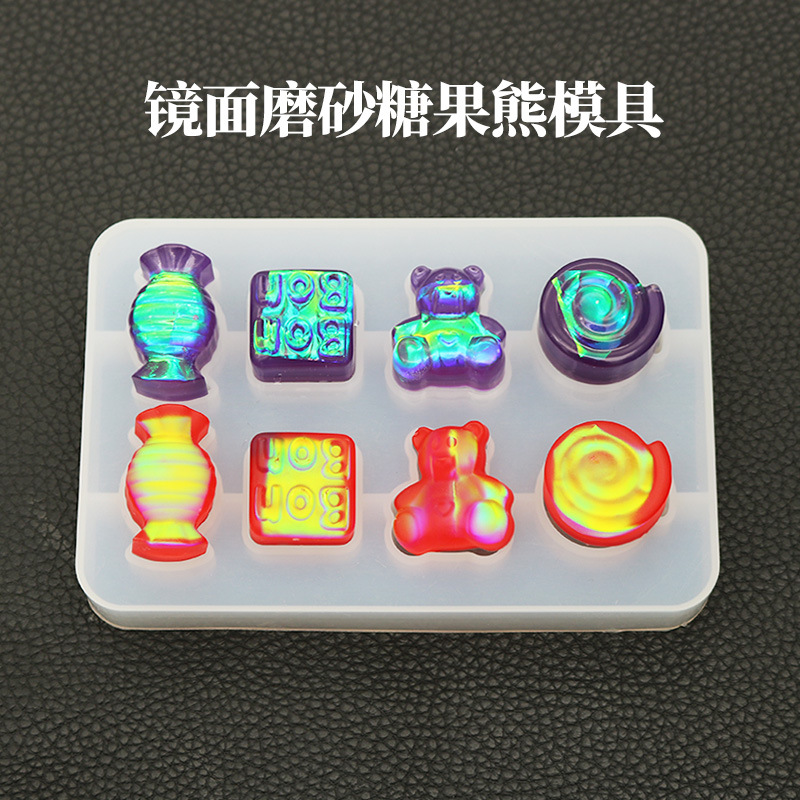 Crystal Drop Mold Mirror Frosted Candy Bear Mold Hand Pendant Silicone Gypsum Fragrance