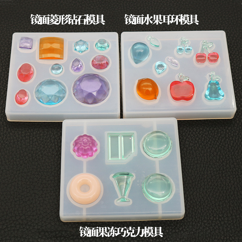Crystal Drop Mold Fruit Strawberry Cherry Earrings Hand Pendant Dessert Mirror