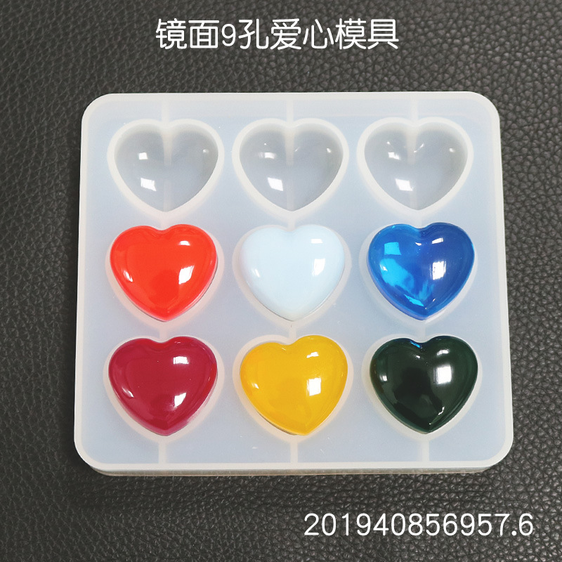 DIY Crystal Drop Mold 9 Hole Love Mold Mirror Silicone Mirror Resin Pendant Hand Made