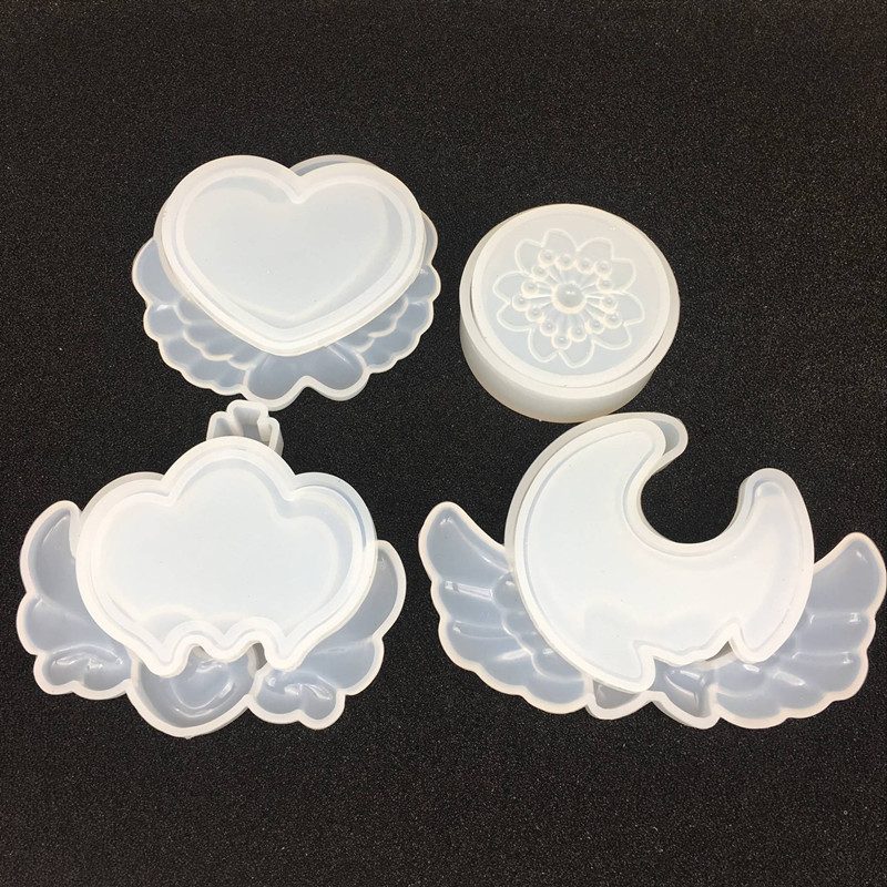 DIY Silicone Crystal Drop Plastic Storage Box Mold Crown Love Moon Cherry High Mirror Handmade Jewelry