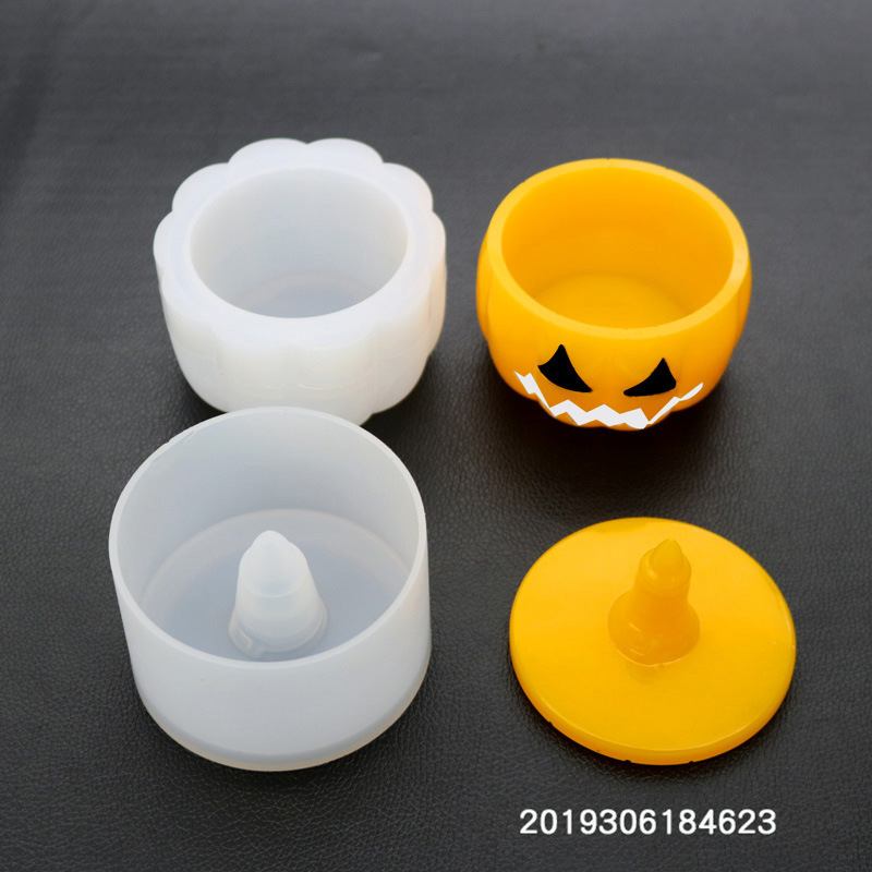 DIY Crystal Drop Glue Silicone Storage Box Mold Pumpkin Storage Box with Hand Set Stage for Halloween