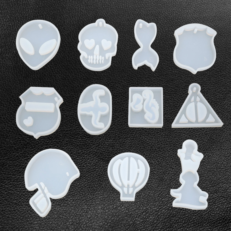 DIY Crystal Drop Glue Silicone Mold Mirror Pendant Key Alien Devil Hot Air Balloon Handmade