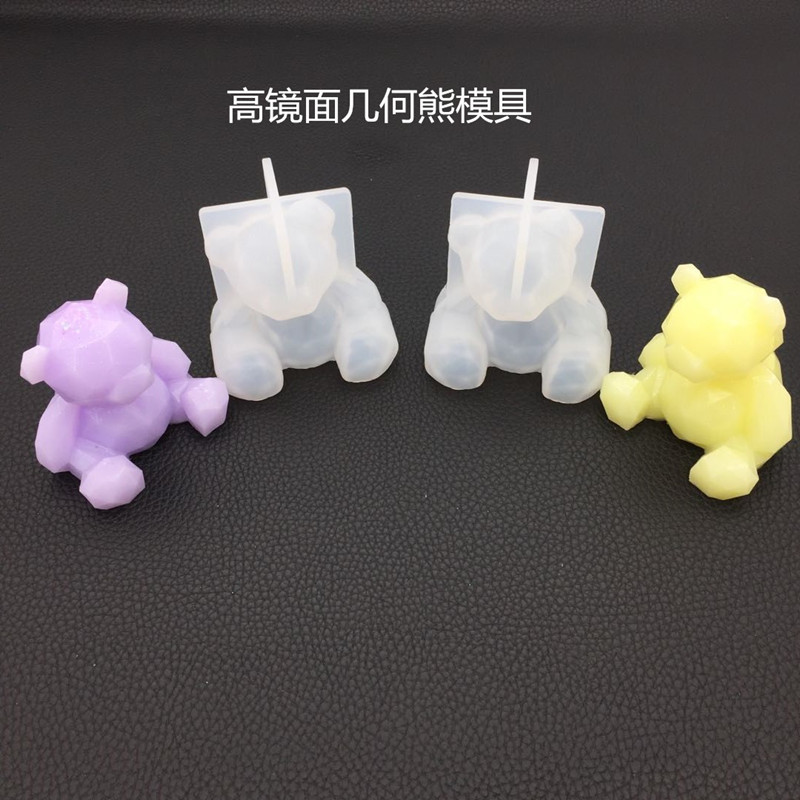 DIY Crystal Gutta Solid Geometry Bear Mold High Mirror Plaster Fragrance Car Accessories Perfume Stone Paddington