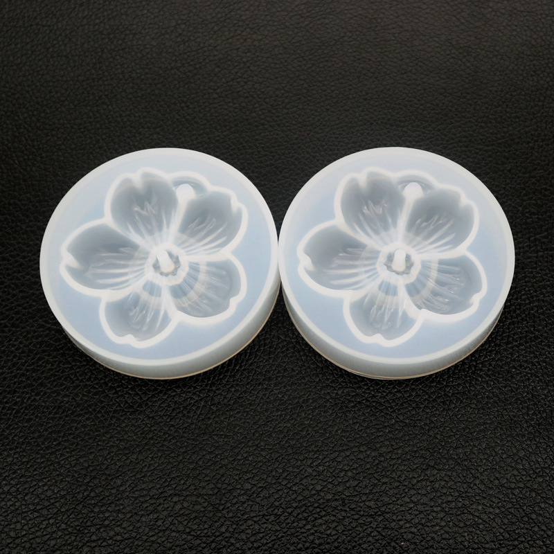 DIY Crystal Drop Mold Single Cherry Blossom Mold Hand Mirror Pendant Silicone Mold with Hole