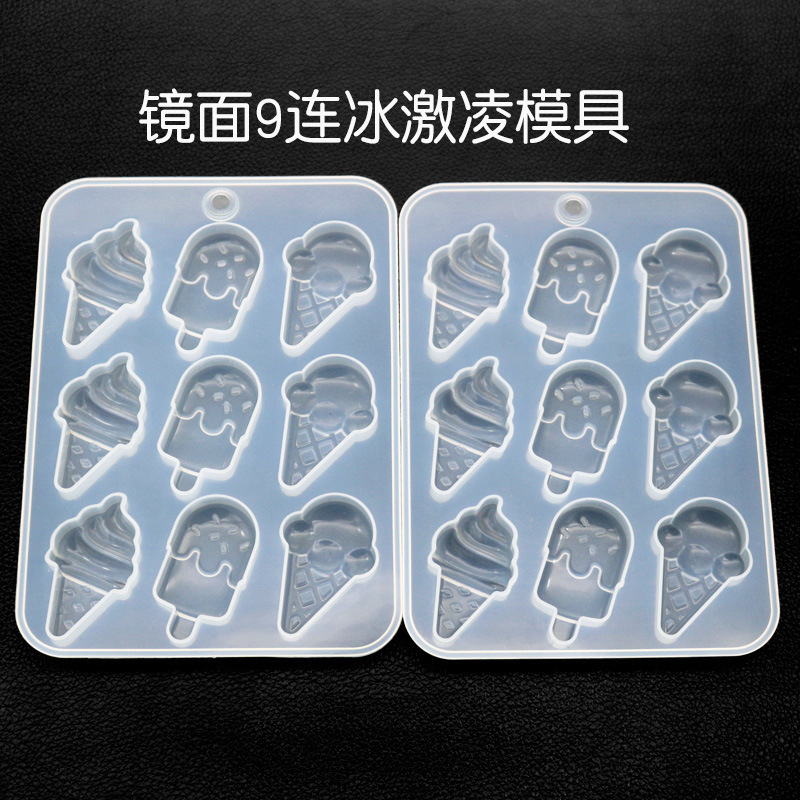 DIY Silicone Crystal Drop Mold Ice Cream Mold 9 Mirror Hand Pendant Making Silicone Mold