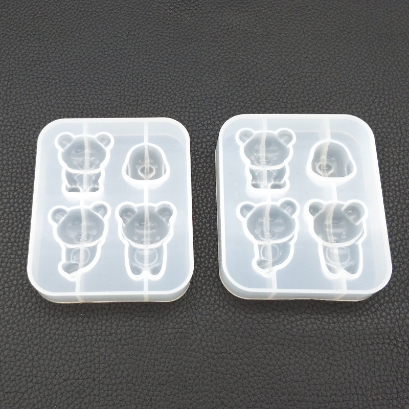 DIY Silica Gel Drop Glue Bear Mold Easy Bear Chicken 4 Pieces Aromatic Gypsum Mold Baking Pendant Mirror