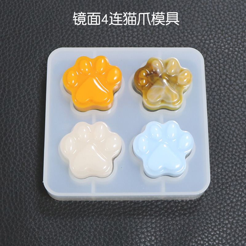 DIY Crystal Drop Mold 4 Pieces Cat Claw Silicone Mirror Hand Pendant Resin Baking Table