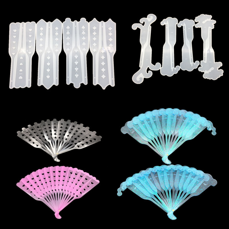 DIY Silica Gel Crystal Drop Glue Fan Mold Bone Fan Piece Mold Practical Fan Mirror Feather Fan Token Manual