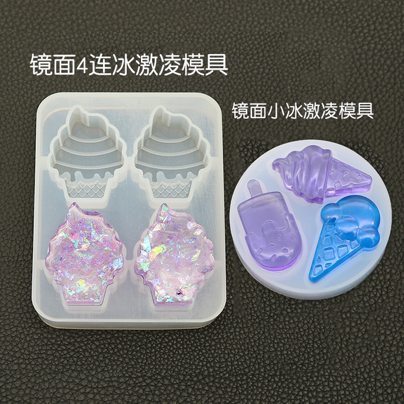 DIY Crystal Drop Mold Ice Cream Mold 4 Mirror Hand Pendant Baking Gypsum Resin