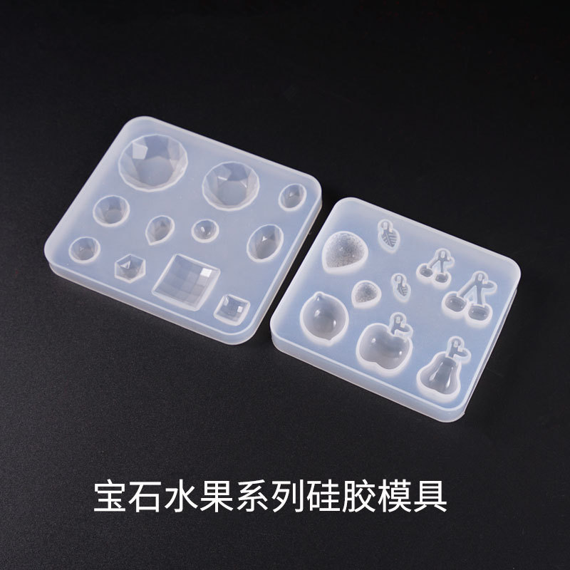 Crystal Drop Mold Diamond Gem Set Mold Fruit Series Apple Cherry Silicone Mold