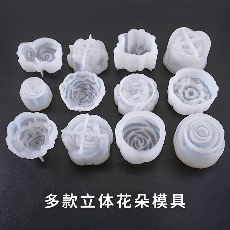 Crystal Drop Glue Flower Mold DIY Ornaments Various Flower Mirror Three-dimensional Flower Silicone Mold