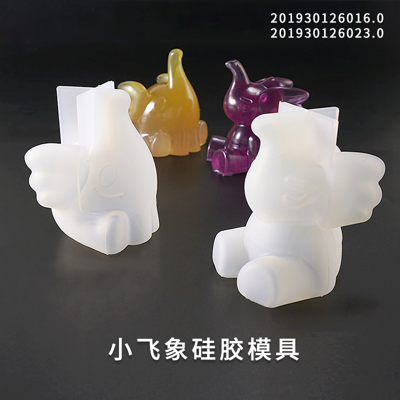 Crystal Drop Mold DIY Ornament Ornament Q Version Flying Elephant Highlight Three Dimensional Small Flying Elephant Silica Gel Mold