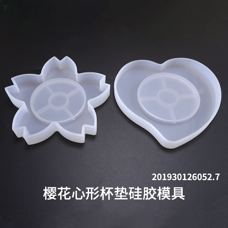 Drop Mold DIY Jewelry High Mirror Heart-shaped Cherry Blossom Cup Cushion Table Silicone Mold Cake Grinder