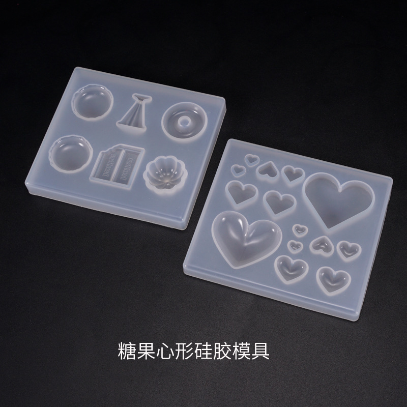 DIY Crystal Drop Mold Candy Mold Love Candy Heart-shaped Patch Placement Silicone Mold