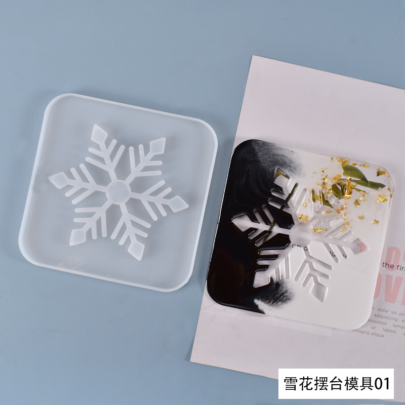DIY Crystal Glue Drop Mold Hollow Snowflake Table Cup Pad Hand Made Ornament Silica Gel Mold