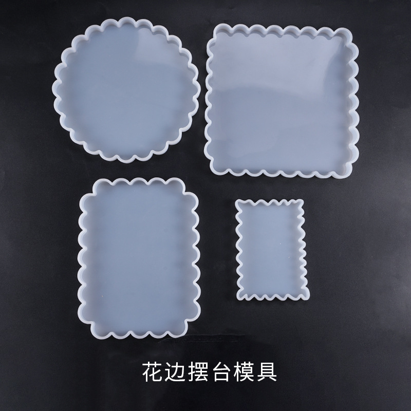 DIY Crystal Drop Mould Table Ornament Ornament Square Lace Table Mirror Silica Gel Mold