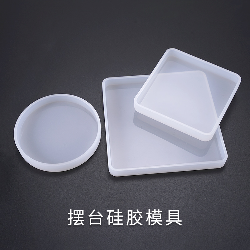 Crystal Drop Table Mold DIY Hand Mirror Square Round Highlight Table Silicone Mold