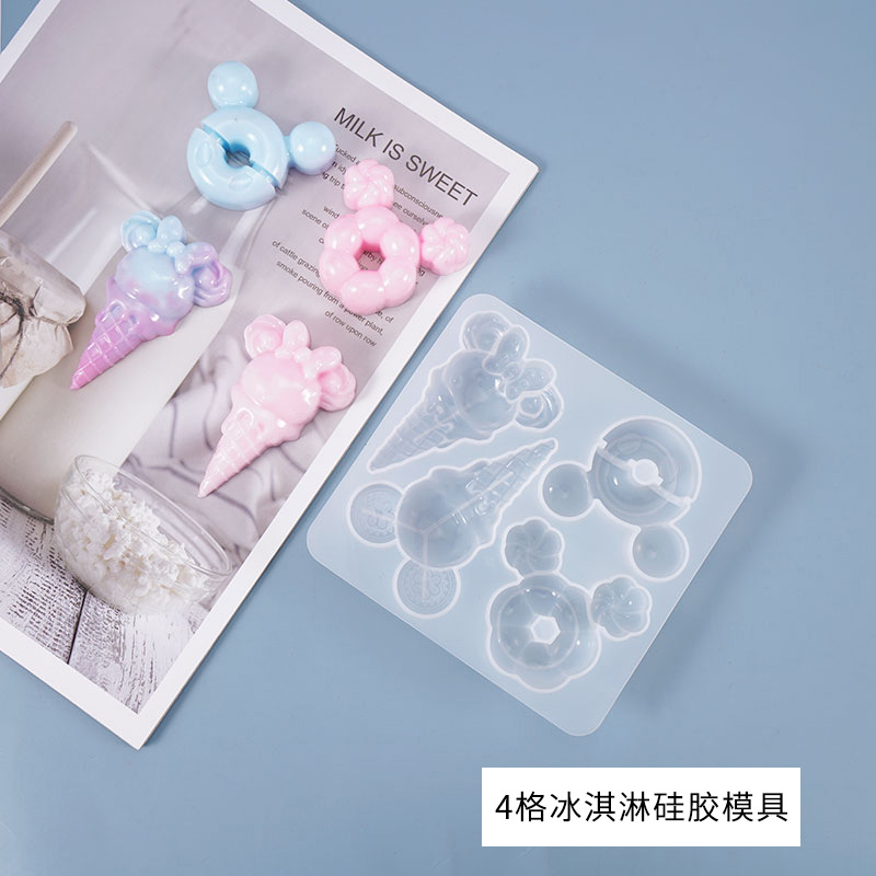 DIY Crystal Gel Mold Ice Cream Ice Cream Doughnut Table Pendant Decoration Silicone Mold