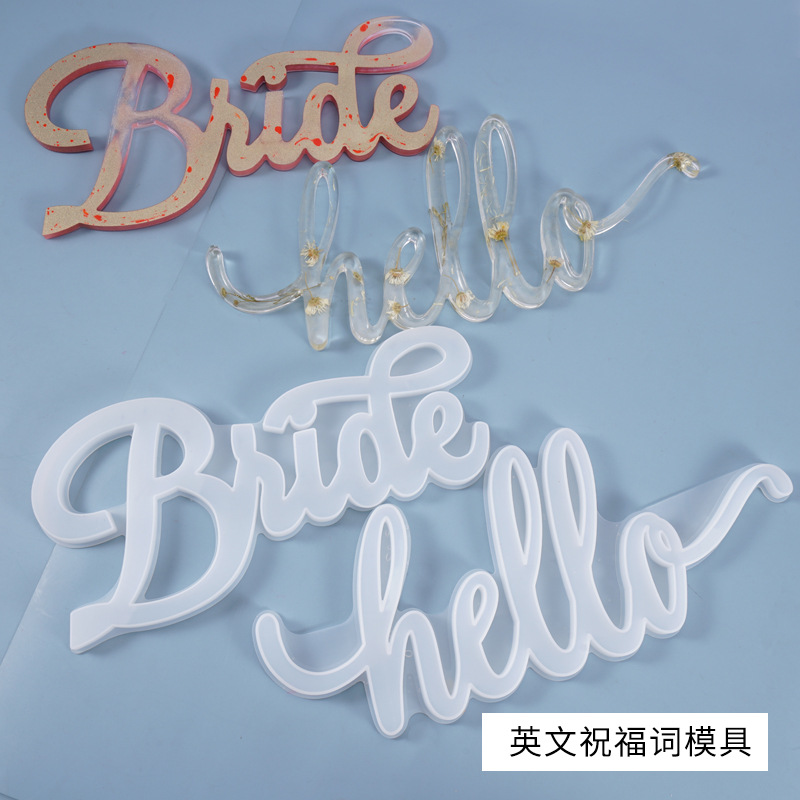 DIY Crystal Drop Mold English Blessing Words Hello Listing House Number Bride Pendant Silicone Mold