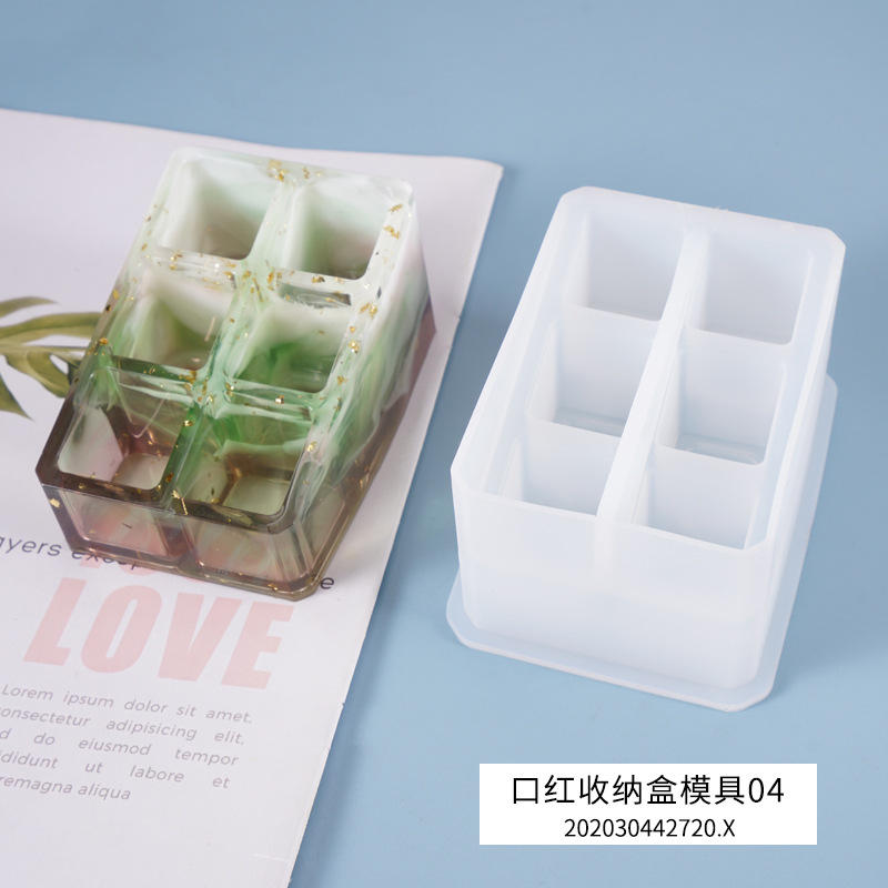 DIY Crystal Glue Drop Mold Lipstick Storage Box Toner Storage Table Decorative Mirror Silicone Mold