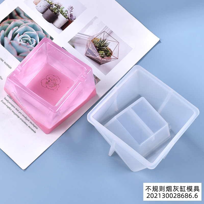 DIY Crystal Drop Mold Irregular Section Ashtray Storage Box Silicone Mold Spot Wholesale