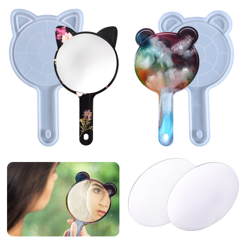 Diy Crystal Epoxy Mold Panda Ear Cat Ear Cute Creative Practical Mirror Lens Silicone Mold