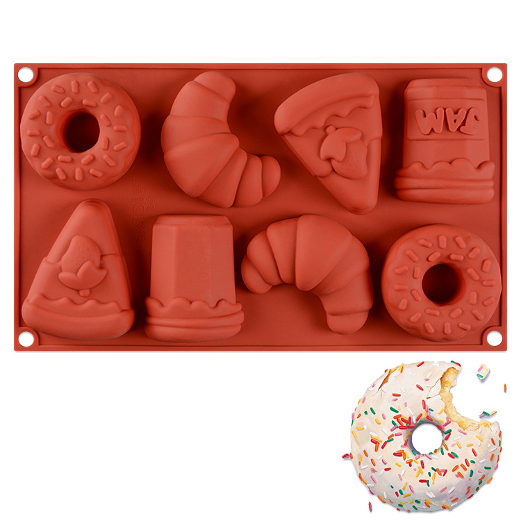 New Creative Silicone Mousse Cake Mold, Food Grade 8-hole Doughnut Mold, Cake Baking Utensils